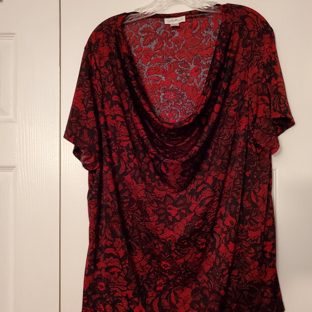 Drape neck short sleeve blouse